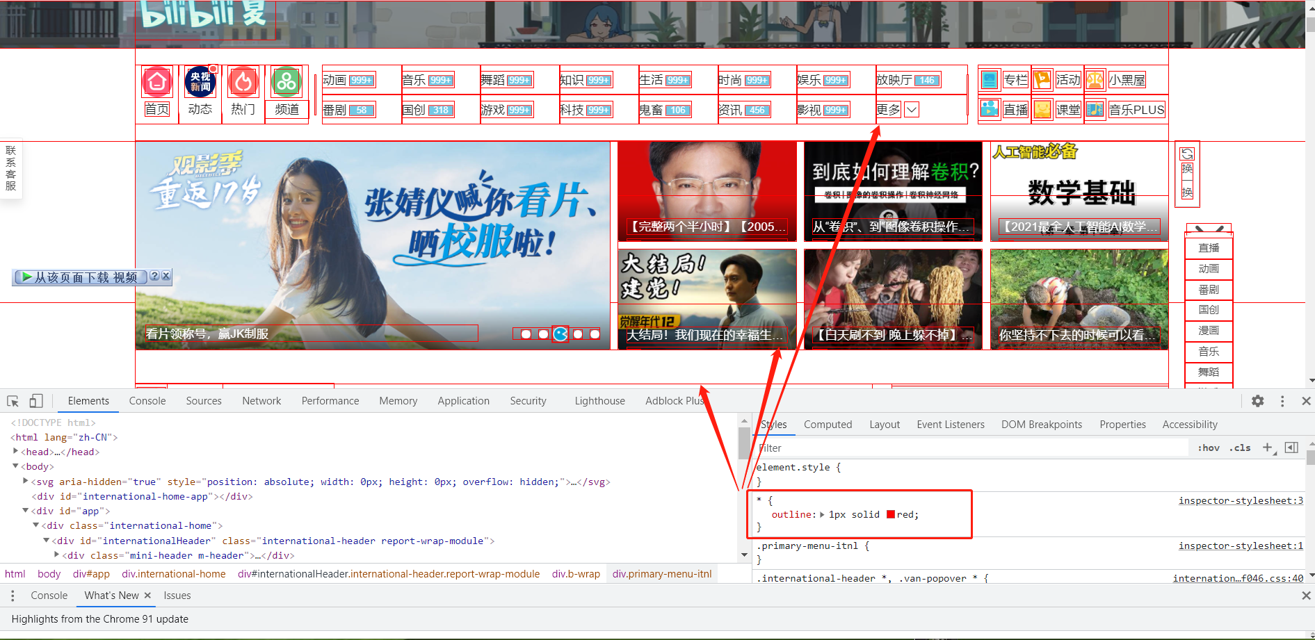 快速预览所有元素边界